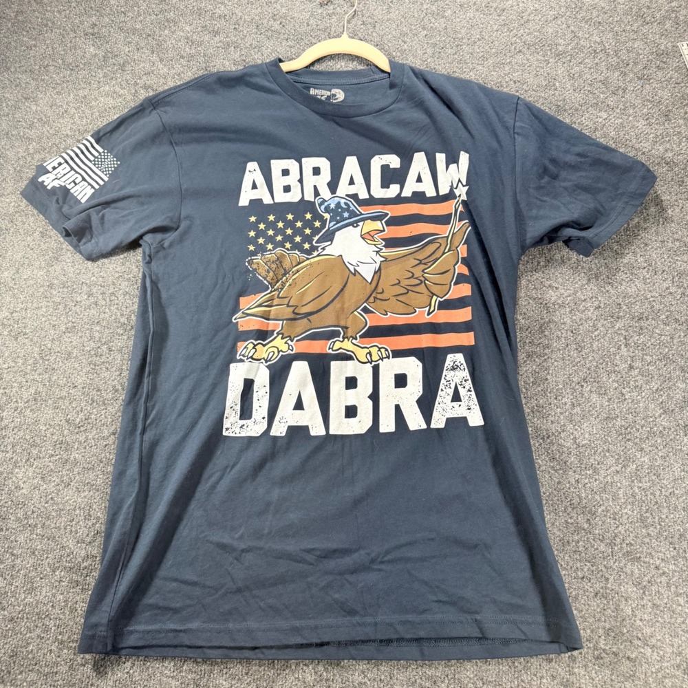 American AF Abracaw Dabra Wizard Eagle T Shirt Mens Large Navy Blue‎ USA Made L